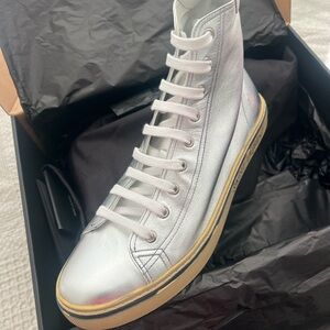 Saint Laurent Silver High-Top Men's Sneakers